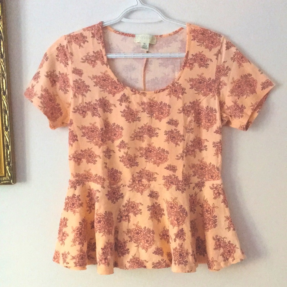 Cute Forever 21 Plus Size Pink Floral Top